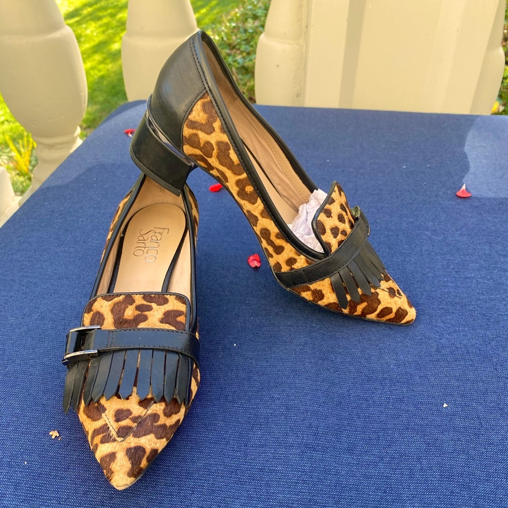 Franco Sarto leopard print loafers, real leather